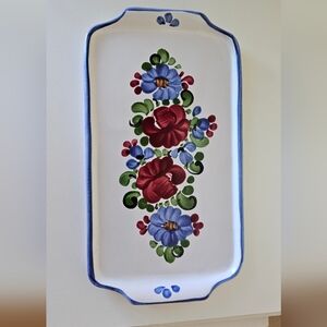 Hand Painted Polish Boleslawiec Ceramic Decorative Floral Stoneware Tray Vibrant